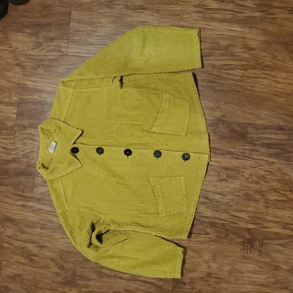 Cmc Jackets & Blazers - Cotton Velour lime/mustard green color jacket Oversized Buttons Large